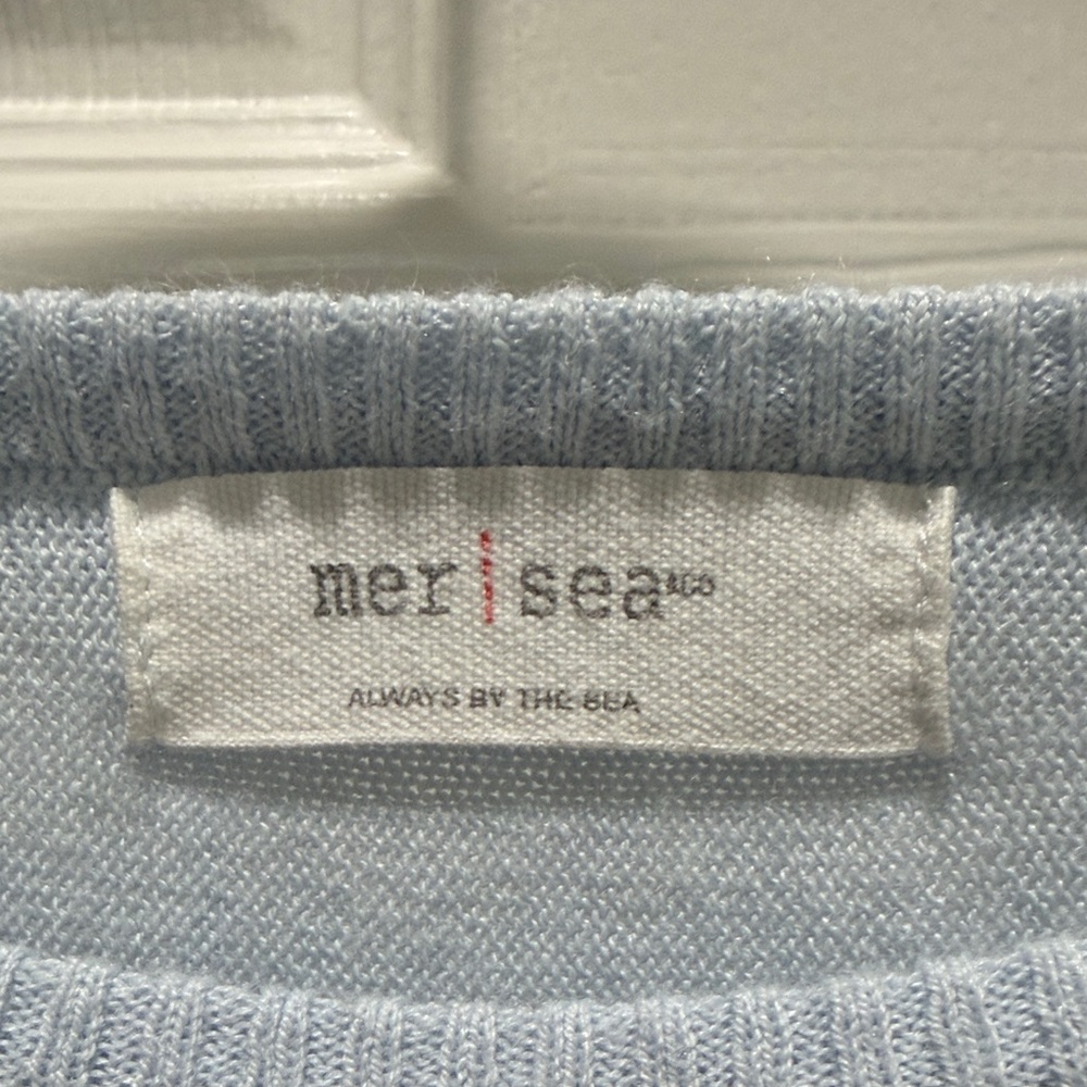 Mer Sea Soft Light Blue Crewneck Oversized Knit Sweater - Picture 2 of 14